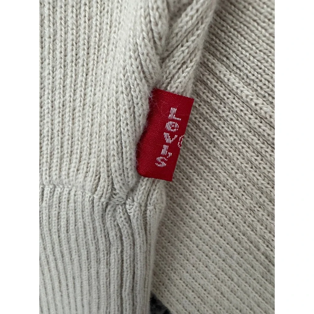 Levi's‎ Heavyweight Cotton Minimalist Knit Sweater Ribbed Sleeves Nuetral/Beige